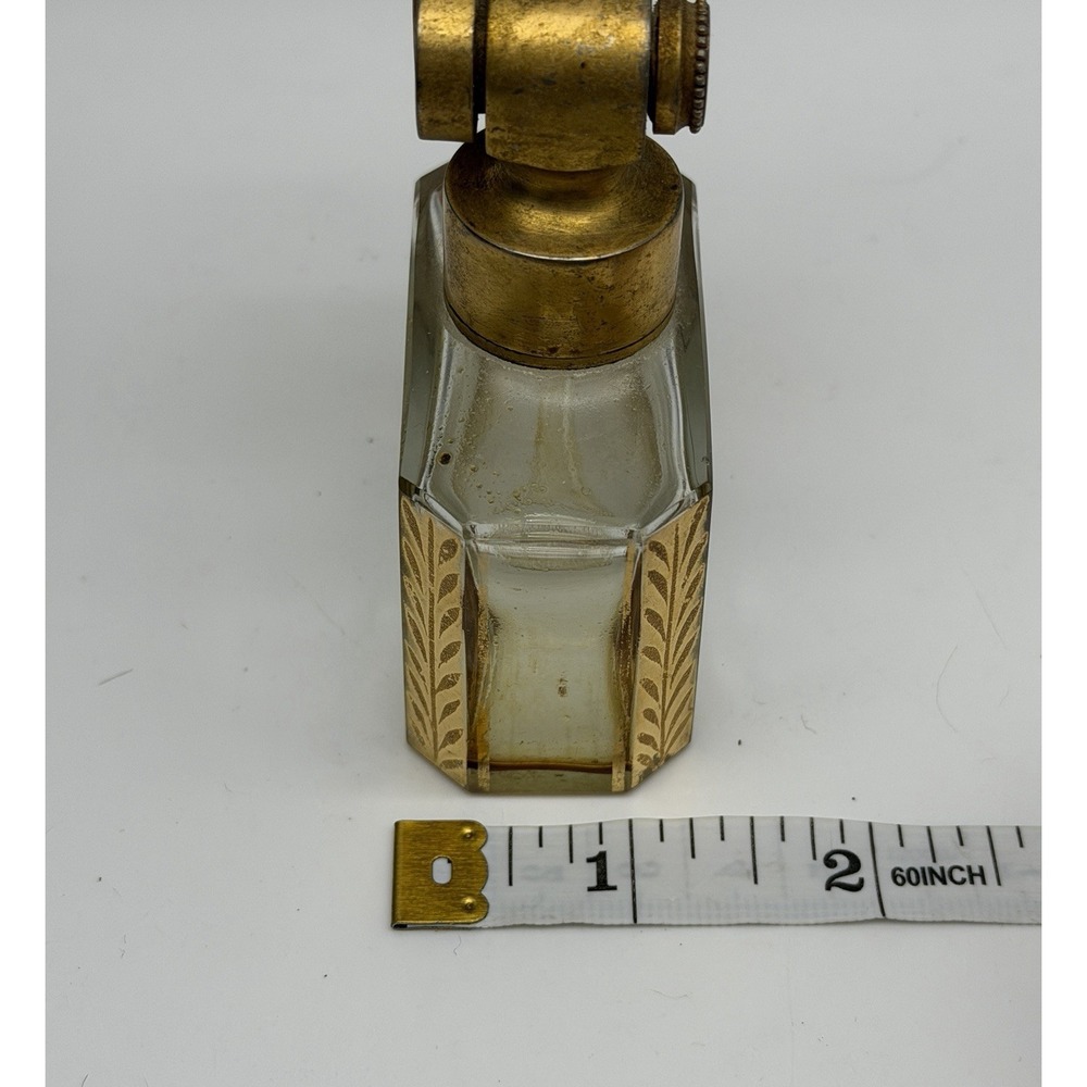 Marcel Franck Gold Gilt Glass Perfume Bottle with Atomizer - Made in France - Picture 7 of 7